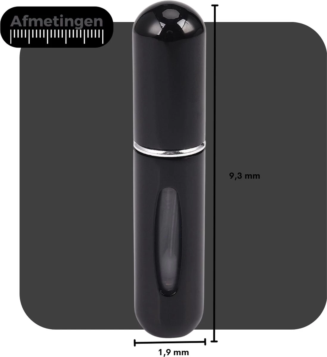 Cetins - Parfum Verstuiver Navulbaar - Mini Parfum Flesje - Reisflesje – Zwart 2 Cetins - Parfum Verstuiver Navulbaar - Mini Parfum Flesje - Reisflesje – Zwart - Afbeelding 2