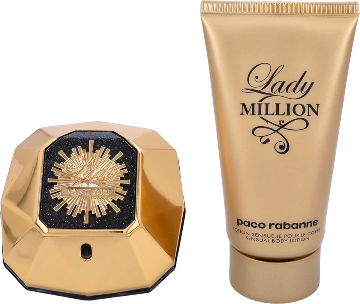 Paco Rabanne - Lady Million Fabulous Giftset - 50 Ml Eau De Parfum Spray + 75 Ml Bodylotion - Dames 2 Paco Rabanne - Lady Million Fabulous Giftset - 50 Ml Eau De Parfum Spray + 75 Ml Bodylotion - Dames - Afbeelding 2