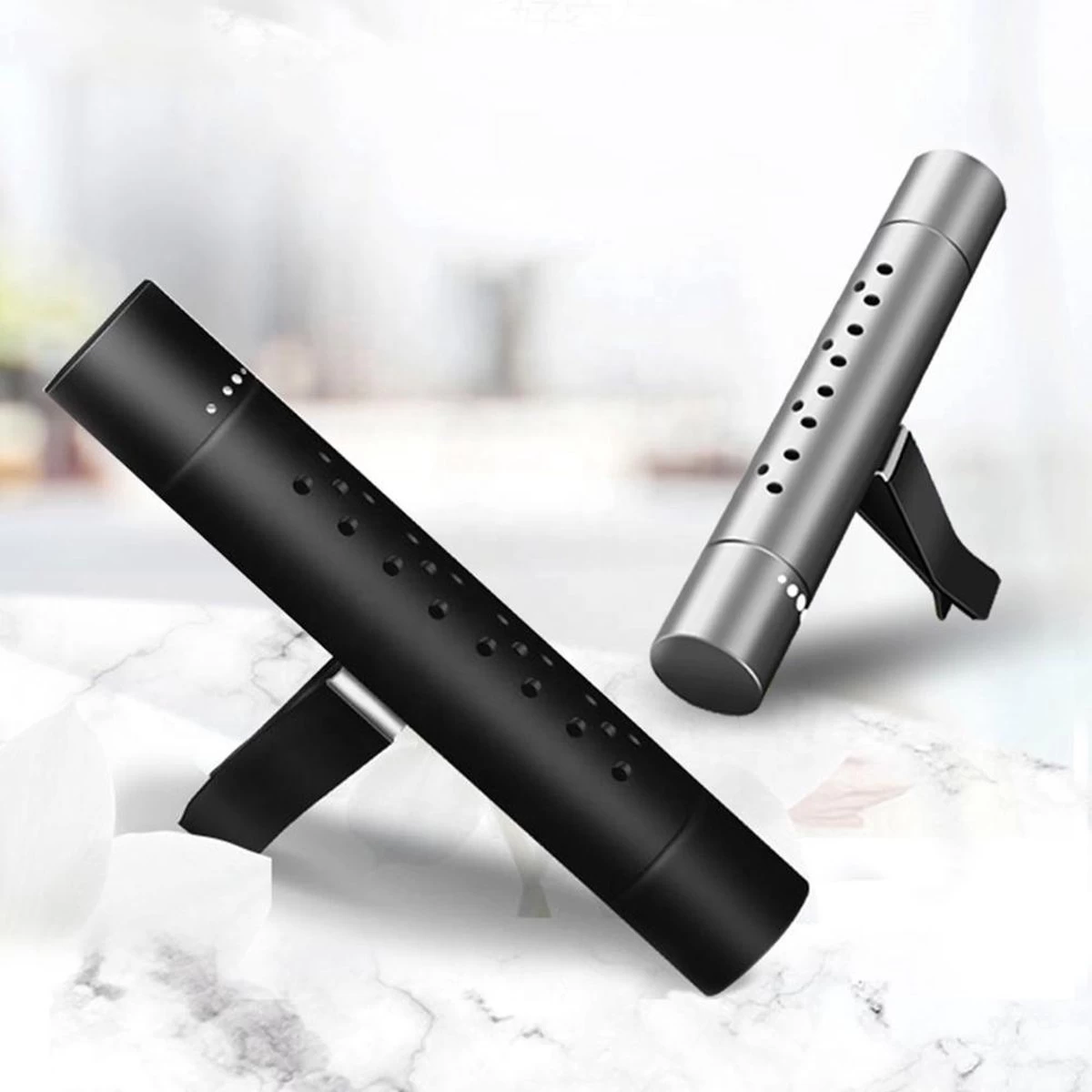 Autoparfum - Luchtverfrisser Auto - Inclusief 5 Geuren - Luxe Design - ZWART - Hervulbaar - Fris 1 Autoparfum - Luchtverfrisser Auto - Inclusief 5 Geuren - Luxe Design - ZWART - Hervulbaar - Fris