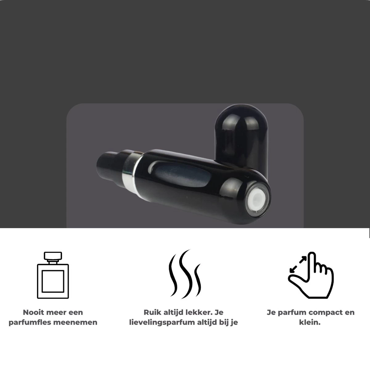 Cetins - Parfum Verstuiver Navulbaar - Mini Parfum Flesje - Reisflesje – Zwart 5 Cetins - Parfum Verstuiver Navulbaar - Mini Parfum Flesje - Reisflesje – Zwart - Afbeelding 5