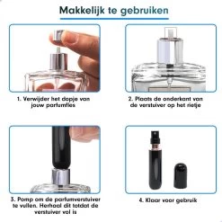 MaxedMore Navulbare Parfumverstuiver 5ml Zwart - 65 Keer Spraybare Parfum Verstuiver - Hervulbaar Tasverstuiver Voor Parfum - Meeneem Mini Geur Flesje Voor Op Reis - Lipstick Formaat Navulbaar Parfumflesje -Luxe Geur Verkoopwinkel 1200x1200 385