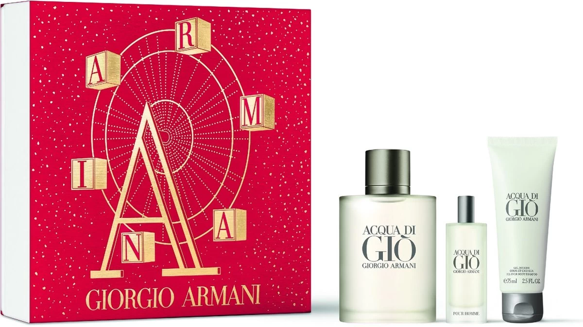 Armani Acqua Di Gio Giftset - 100 Ml Eau De Toilette Spray + 15 Ml Eau De Toilette Spray + 75 Ml Showergel - Cadeauset Voor Heren 1 Armani Acqua Di Gio Giftset - 100 Ml Eau De Toilette Spray + 15 Ml Eau De Toilette Spray + 75 Ml Showergel - Cadeauset Voor Heren