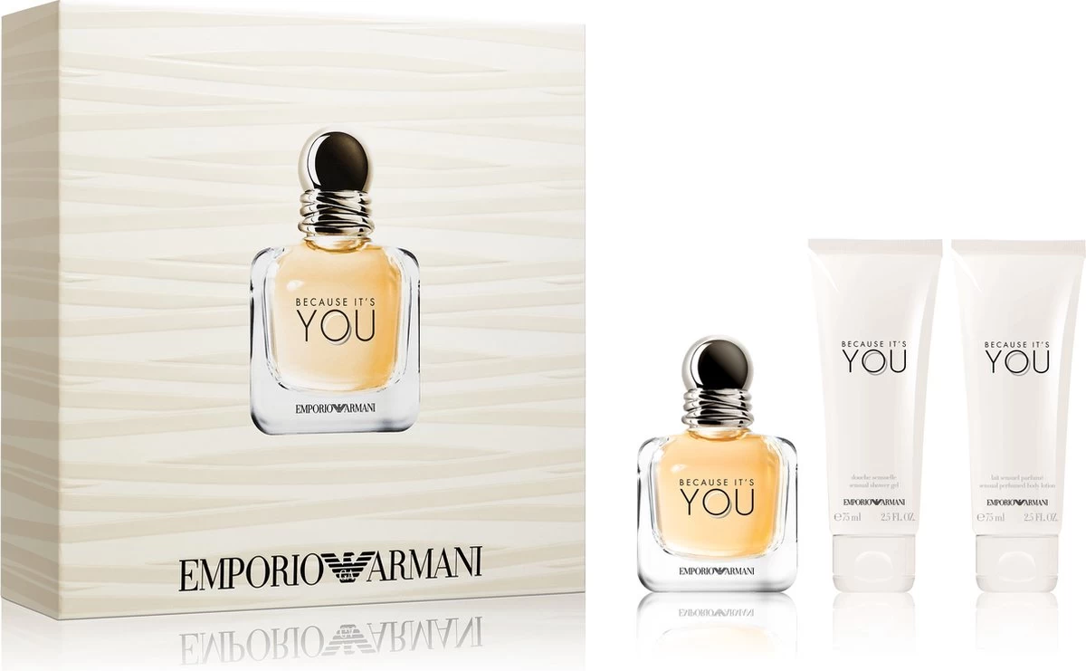 Gift Set Armani Dames Because It's You Eau De Parfum Spray 50 Ml + Bodylotion 75ml + Shower Gel 75 Ml 1 Gift Set Armani Dames Because It's You Eau De Parfum Spray 50 Ml + Bodylotion 75ml + Shower Gel 75 Ml