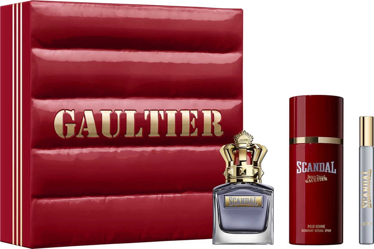 Jean Paul Gaultier Scandal Pour Homme Giftset - 50 Ml Eau De Toilette Spray + 10 Ml Eau De Toilette Tasspray + 150 Ml Deospray - Cadeauset Voor Heren 1 Jean Paul Gaultier Scandal Pour Homme Giftset - 50 Ml Eau De Toilette Spray + 10 Ml Eau De Toilette Tasspray + 150 Ml Deospray - Cadeauset Voor Heren