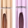 Mini Parfum Flesje 2-PACK Goud En Roze| Lipstick Formaat Navulbare Parfum Verstuiver