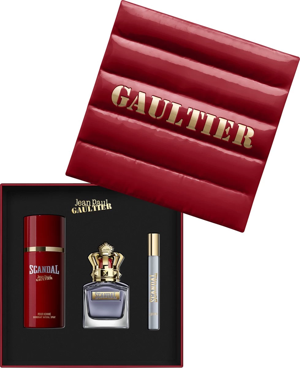 Jean Paul Gaultier Scandal Pour Homme Giftset - 50 Ml Eau De Toilette Spray + 10 Ml Eau De Toilette Tasspray + 150 Ml Deospray - Cadeauset Voor Heren 3 Jean Paul Gaultier Scandal Pour Homme Giftset - 50 Ml Eau De Toilette Spray + 10 Ml Eau De Toilette Tasspray + 150 Ml Deospray - Cadeauset Voor Heren - Afbeelding 3